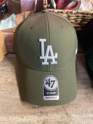 LA Dodgers, '47 Brand Clean Up Hat, Olive - 260 Fashion Accessories - The Farmhouse