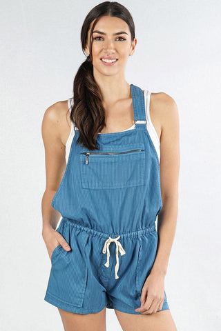 La Vida Drawstring Tencel Shortalls - Marina - The Farmhouse