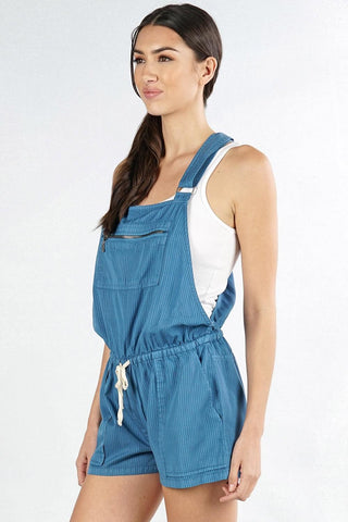 La Vida Drawstring Tencel Shortalls - Marina - The Farmhouse