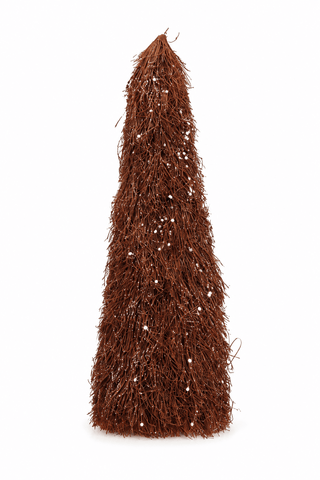 Grass cone trees with glitter in brown and gold shown together