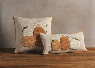 Large Pumpkin Tufted Chambray Pillow - 430 Holiday Décor - The Farmhouse