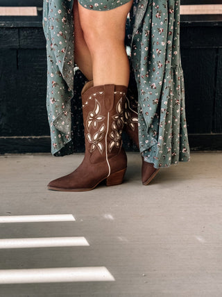 Lasso Laser Cut Western Boho Heeled Boot - The Farmhouse