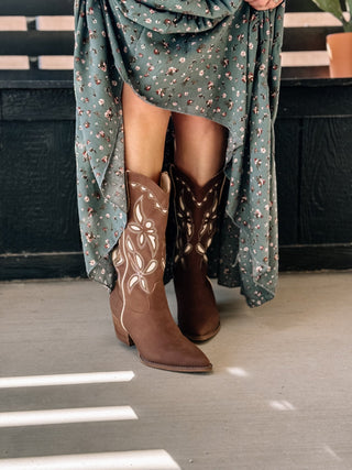 Lasso Laser Cut Western Boho Heeled Boot - The Farmhouse