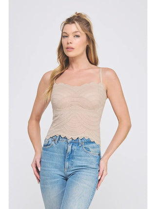 Latte Braided Scallop Lace Bralette (One Size Fits Most) - 250 Activewear + Lounge - The Farmhouse