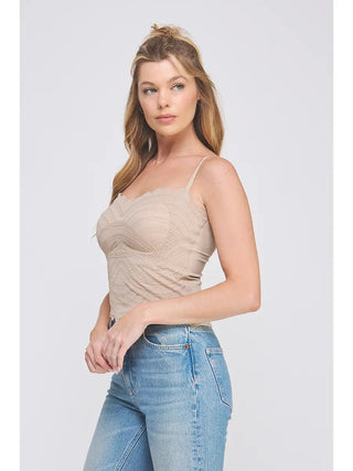 Latte Braided Scallop Lace Bralette (One Size Fits Most) - 250 Activewear + Lounge - The Farmhouse