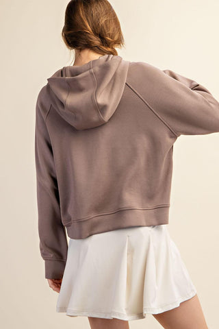 Layover Luxe Athleisure Modal Poly Span Quarter Zip Hoodie - Mocha - The Farmhouse