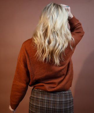 Back view of Le Lis brown Pumpkin Patch Pup sweater