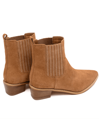Leonor Suede Ankle Boot in Tan - 100 Western Boots - The Farmhouse