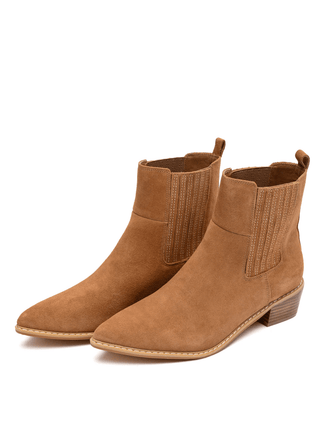 Leonor Suede Ankle Boot in Tan - 100 Western Boots - The Farmhouse