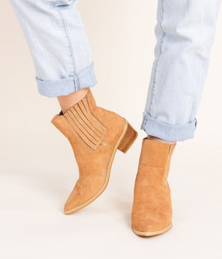 Leonor Suede Ankle Boot in Tan - 100 Western Boots - The Farmhouse