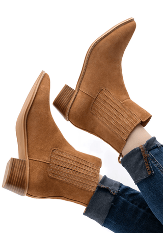 Leonor Suede Ankle Boot in Tan - 100 Western Boots - The Farmhouse