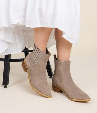 Leonor Suede Ankle Boot in Taupe - 100 Western Boots - The Farmhouse