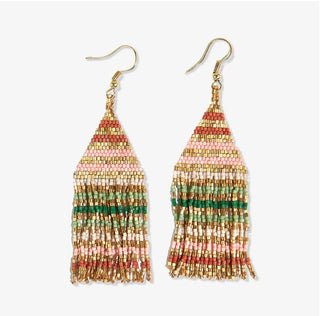 Lexie Horizontal Gold Lines Beaded Fringe Earrings Desert - The Farmhouse