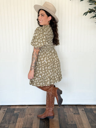 Lila Flutter Tiered Dress, Olive - 170 Dresses - The Farmhouse