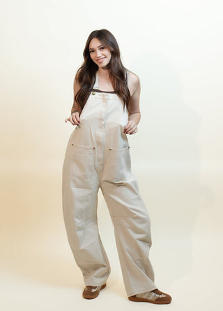 LISTICLE Women's Apple Orchard Utility Jumpsuit, Cream - 180 One Piece Outfits - The Farmhouse