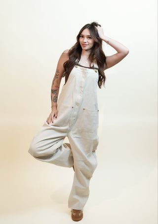 LISTICLE Women's Apple Orchard Utility Jumpsuit, Cream - 180 One Piece Outfits - The Farmhouse