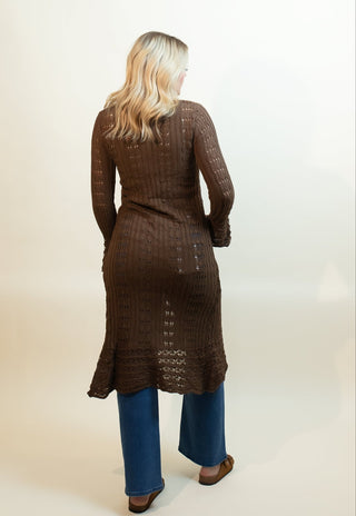 LISTICLE Women's Hayride Crochet Cardigan, Mocha - 150 Kimonos + Cardigans - The Farmhouse