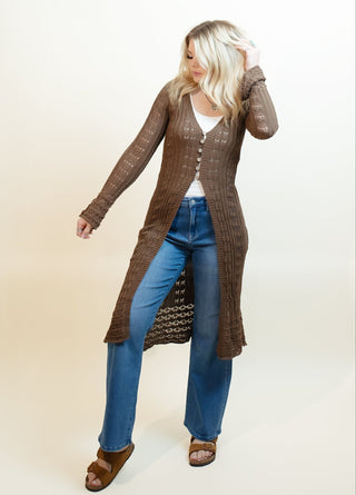 LISTICLE Women's Hayride Crochet Cardigan, Mocha - 150 Kimonos + Cardigans - The Farmhouse