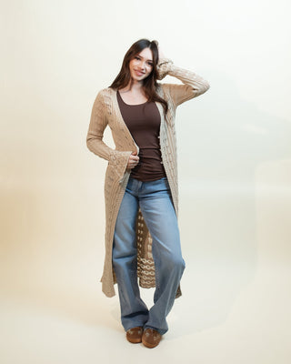 LISTICLE Women's Hayride Crochet Cardigan, Taupe - 150 Kimonos + Cardigans - The Farmhouse