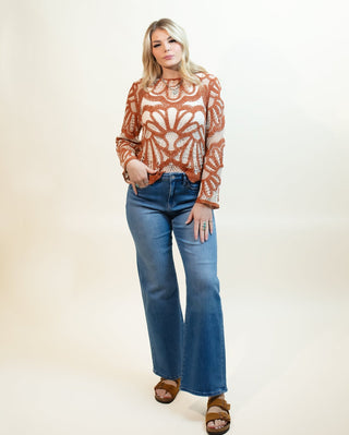LISTICLE Women's Pumpkin Spice & Lace Top - 110 Blouses - The Farmhouse