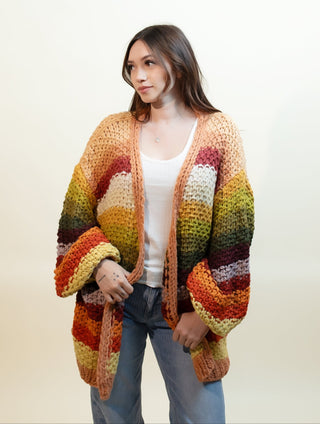 LISTICLE Women's Rustic Rainbow Layers Cardigan - 150 Kimonos + Cardigans - The Farmhouse
