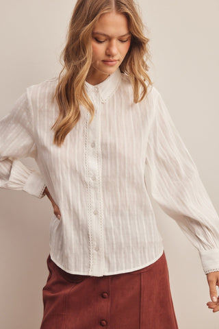 LISTICLE Women's Snowdrop Lace Button-Down Blouse - 110 Blouses - The Farmhouse
