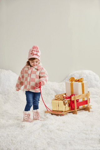 Little Checkmate Checkered Sherpa Toddler Jacket - Pink - 160 Outerwear - The Farmhouse