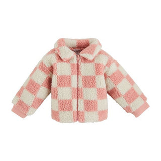 Little Checkmate Checkered Sherpa Toddler Jacket - Pink - 160 Outerwear - The Farmhouse