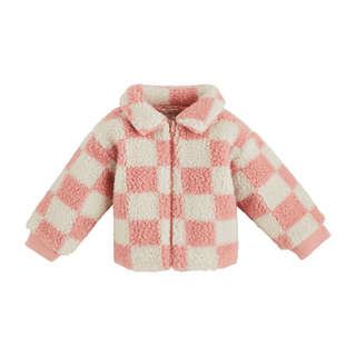 Little Checkmate Checkered Sherpa Toddler Jacket - Pink - 160 Outerwear - The Farmhouse