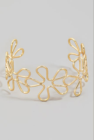 Lottie Metallic Wire Flower Cuff Bracelet - The Farmhouse