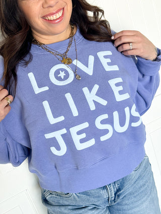 Love Like Jesus Cozy Crop Sweatshirt, Periwinkle - 140 Sweatshirts + Sweaters - The Farmhouse