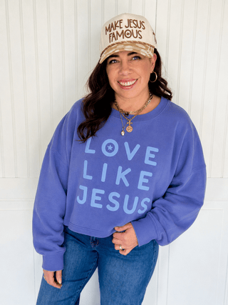 Love Like Jesus Cozy Crop Sweatshirt, Periwinkle - 140 Sweatshirts + Sweaters - The Farmhouse