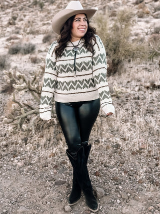 Love Story Boho Western Ugly Christmas Sweater, Taupe - The Farmhouse