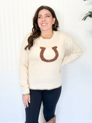 Lucky Stitches Horseshoe Sweater - 160 Outerwear - The Farmhouse