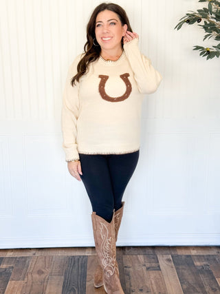 Lucky Stitches Horseshoe Sweater - 160 Outerwear - The Farmhouse