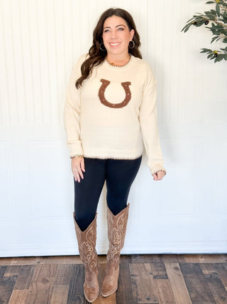 Lucky Stitches Horseshoe Sweater - 160 Outerwear - The Farmhouse