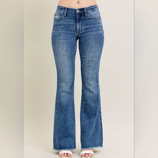JUDY BLUE MR Vintage Wash Flare w/ Destroy and Fray Hem