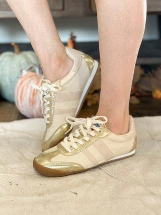 Madrid Gold and Beige Sneakers - 300 Footwear - The Farmhouse