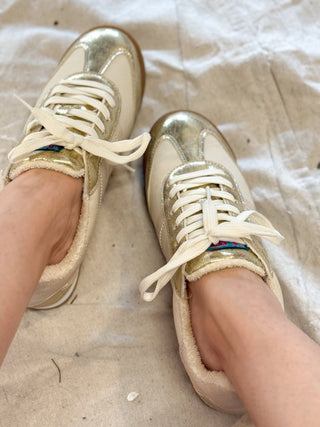 Madrid Gold and Beige Sneakers - 300 Footwear - The Farmhouse