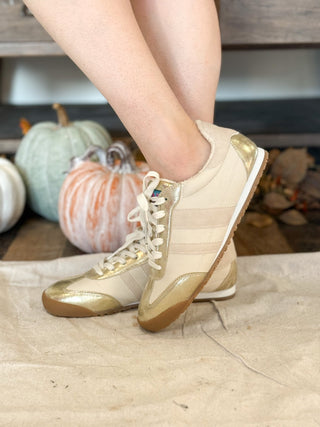 Madrid Gold and Beige Sneakers - 300 Footwear - The Farmhouse