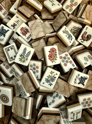 MAHJONG ROW AND CO. Ash Burl Tile Set - 423 Stationery - The Farmhouse