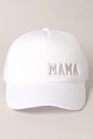 Mama Embroidered Trucker Hat - White - The Farmhouse