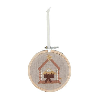 Manger Embroidered Hoop Ornament - The Farmhouse