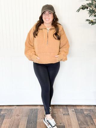 Maple Canyon Half Zip Hoodie - Camel - 140 Sweatshirts + Sweaters - The Farmhouse