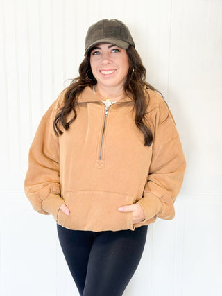 Maple Canyon Half Zip Hoodie - Camel - 140 Sweatshirts + Sweaters - The Farmhouse