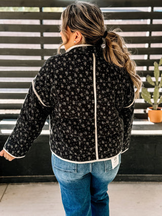 Meadow Bloom Boho Western Quilted Jacket, Black - The Farmhouse