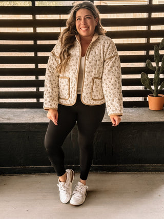 Meadow Bloom Boho Western Quilted Jacket, Cream - The Farmhouse