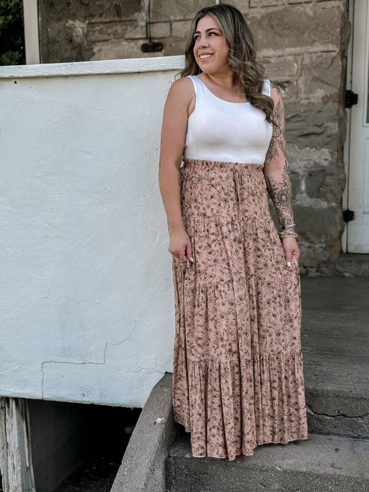 Meadow Dance Paisley Print Tiered Maxi Skirt - Sandstone - The Farmhouse