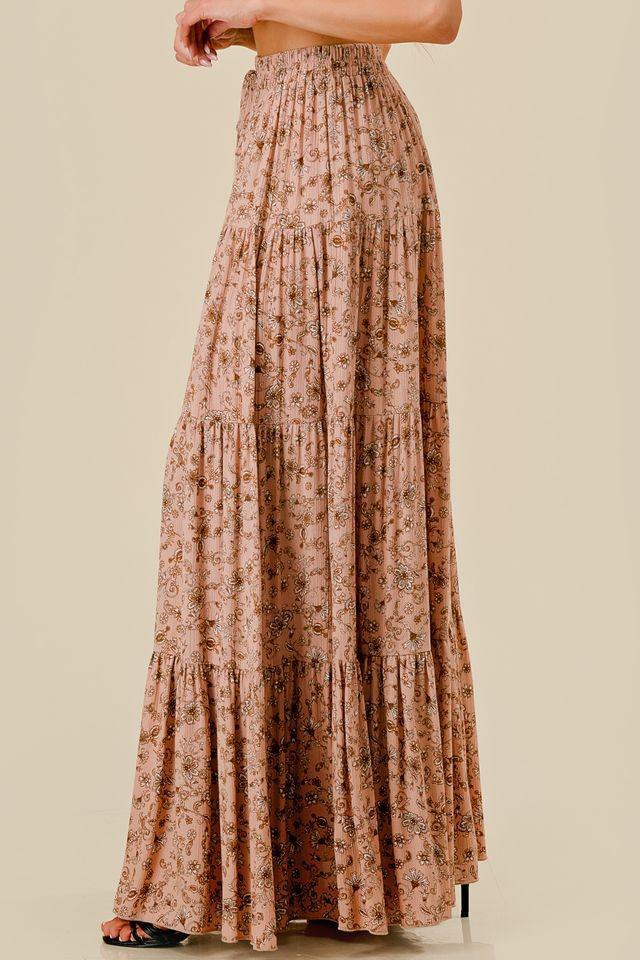 Meadow Dance Paisley Print Tiered Maxi Skirt - Sandstone - The Farmhouse