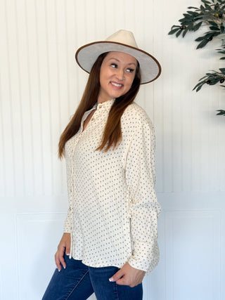 Meadow Mist Floral Gauze Button Up Shirt, Cream - 160 Outerwear - The Farmhouse